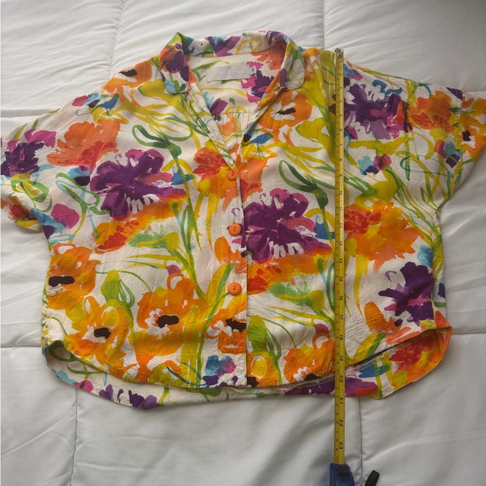 Jams World Women’s S Flower Dream Hawaiian Floral Shirt Button Up Tropical Artsy - Picture 8 of 11